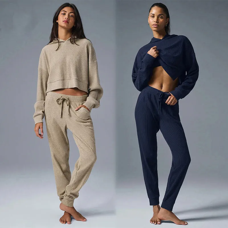 Sets de yoga Diseñador de sudadera con capucha con capucha de lujo traje de damas de lujo calientes sudaderas plateadas 3D logot