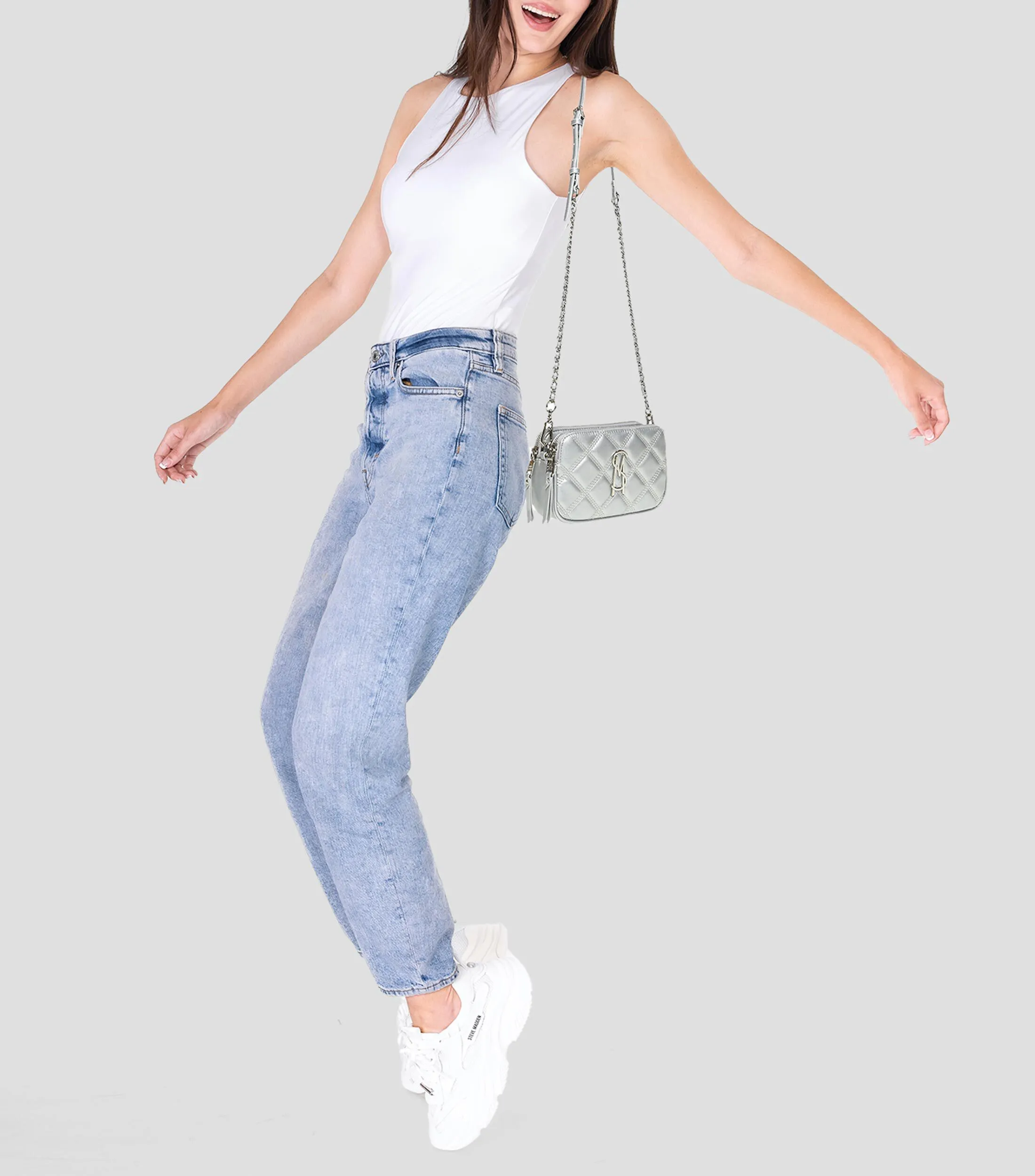 Steve Madden Bolso crossbody plateado capitonado Mujer