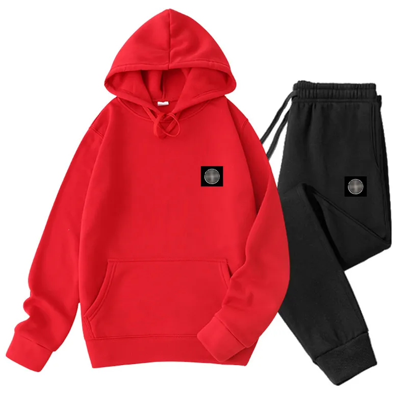 Sudaderas para hombres sudaderas sudaderas con capucha roja letra impresa dos piezas juegos de chándal con capucha para hombres/