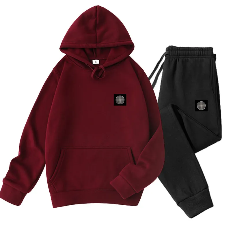 Sudaderas para hombres sudaderas sudaderas con capucha roja letra impresa dos piezas juegos de chándal con capucha para hombres/