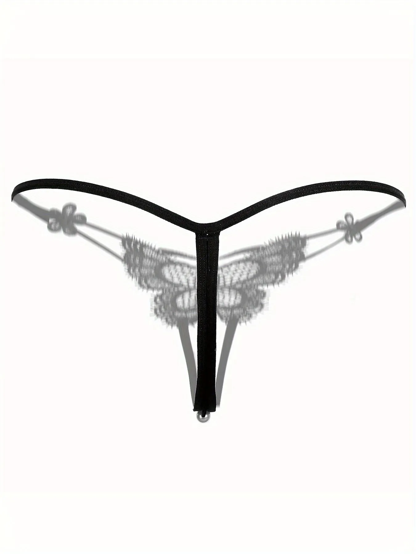 Tangas bordadas de mariposas, bragas de perlas sintéticas de entrepierna abierta recortadas, lencería y ropa interior sexy para 