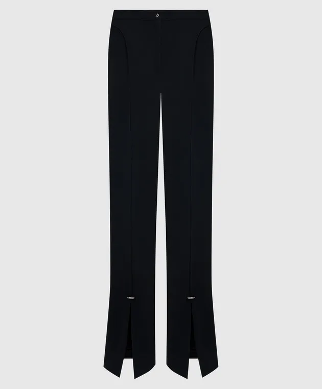 Thierry Mugler Black flared pants with slits