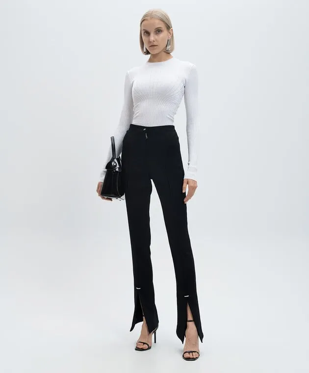 Thierry Mugler Black flared pants with slits