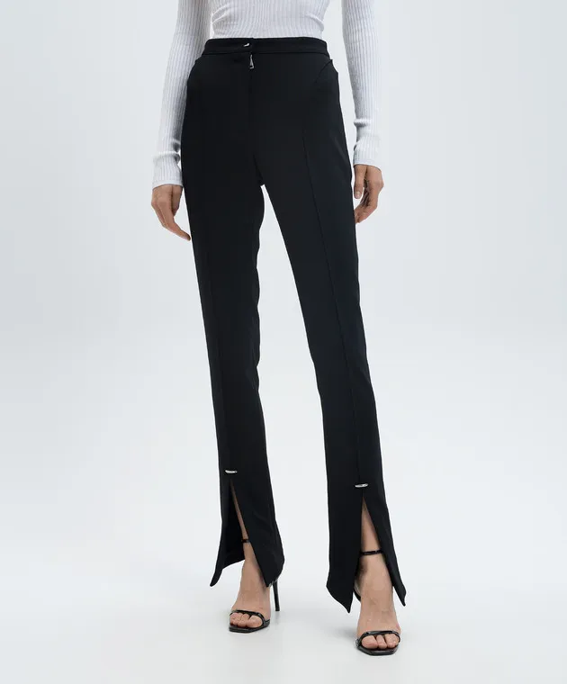 Thierry Mugler Black flared pants with slits