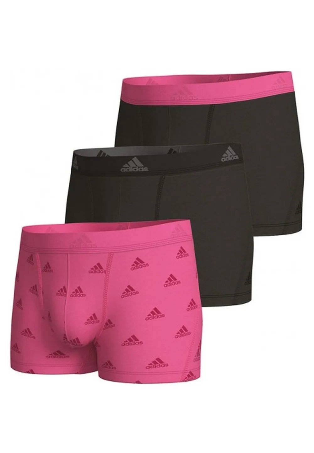 Tripack boxers adidas negros/fuxia active flex cotton