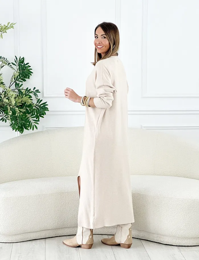 Vestido Arlo Escote Pico Beige
