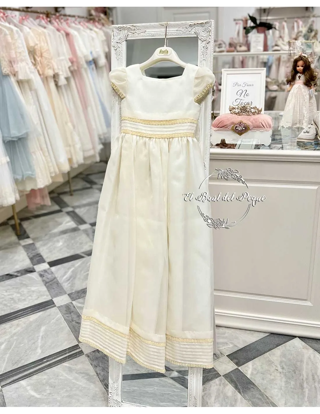 Vestido Comunión Marla Clásico Sencillo Manga Corta