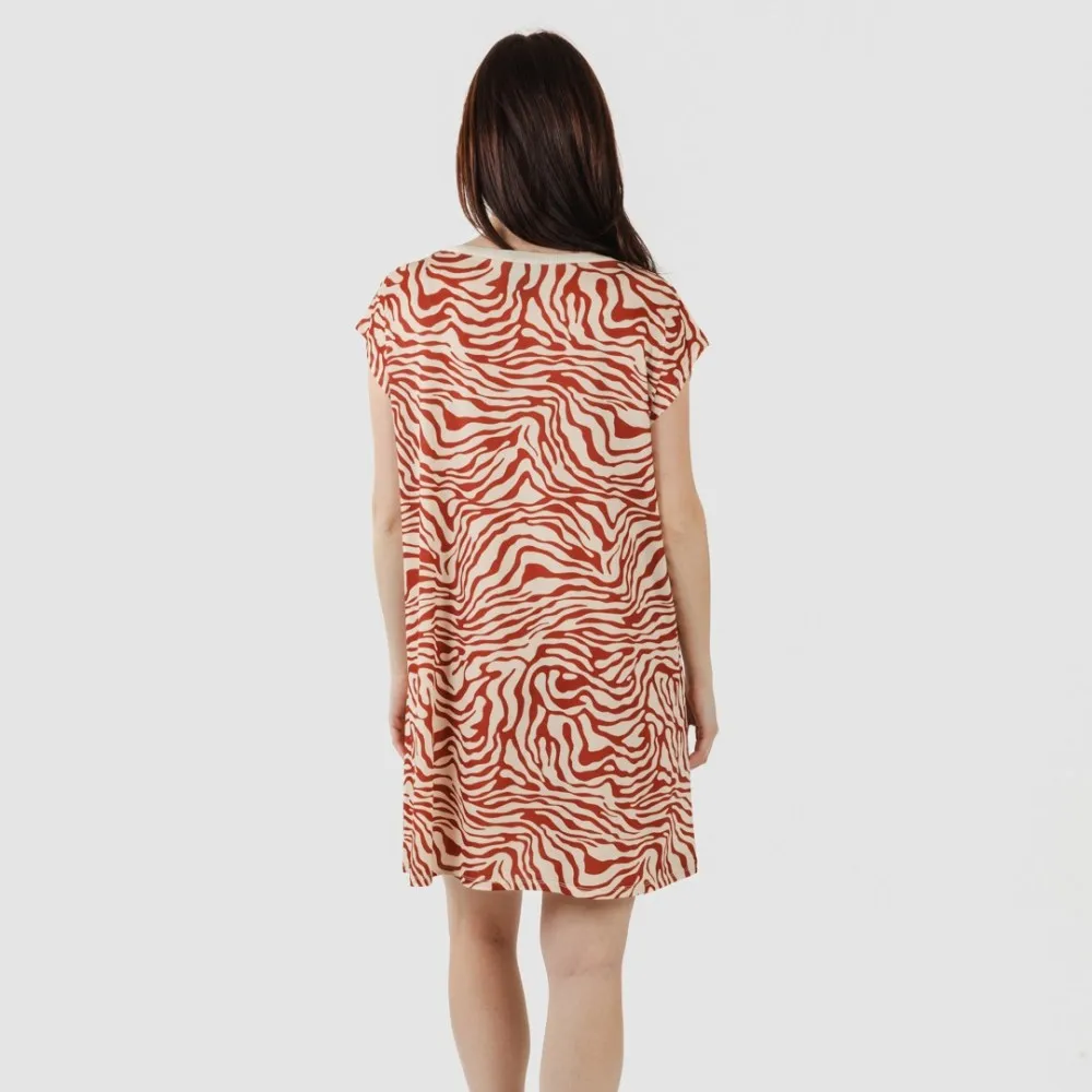 Vestido corto manga fluida soft Palmina teja