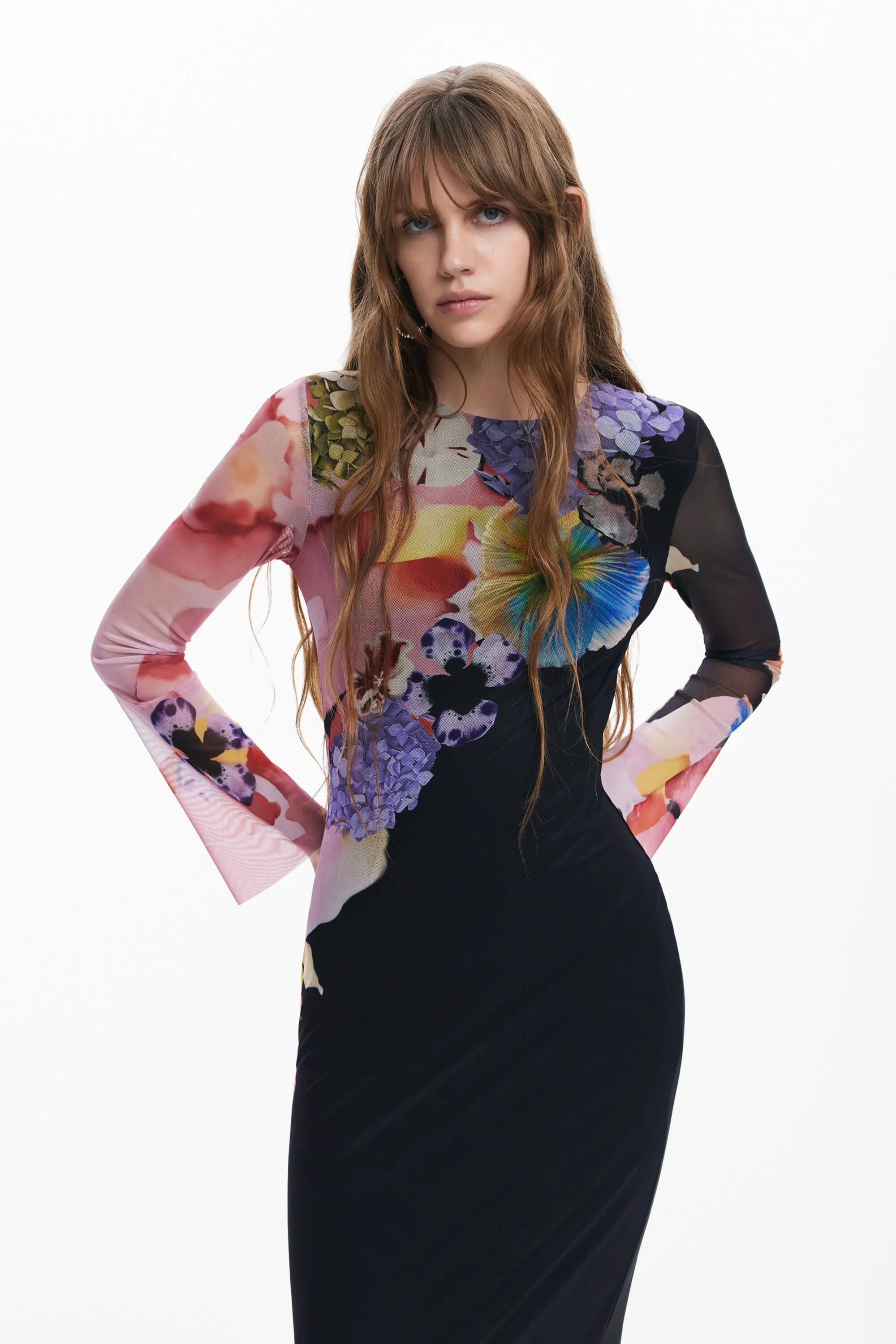Vestido midi flores