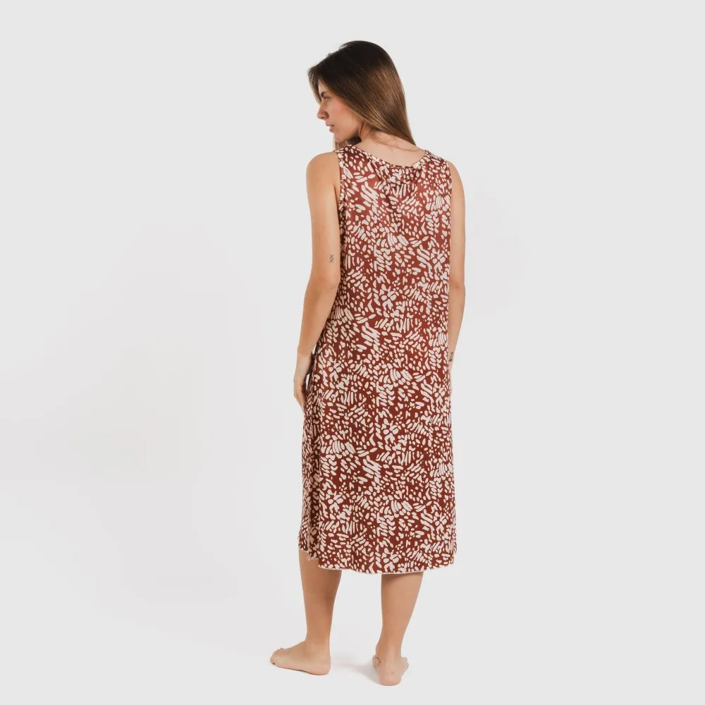 Vestido midi tirantes soft Miquela marrón