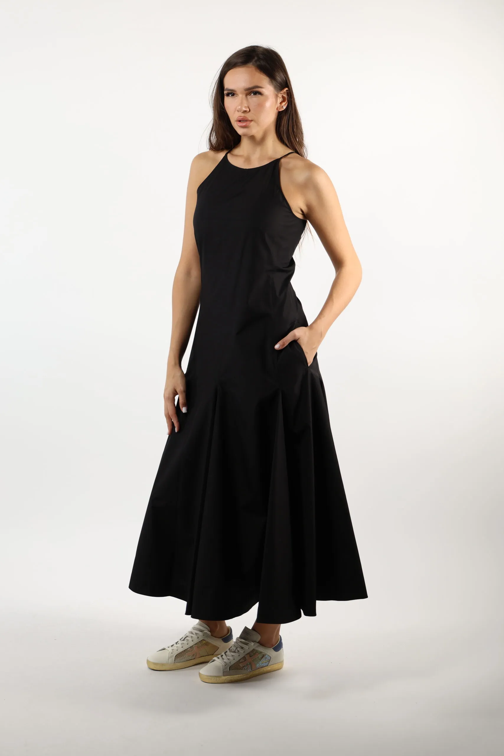 Vestido negro de algodón