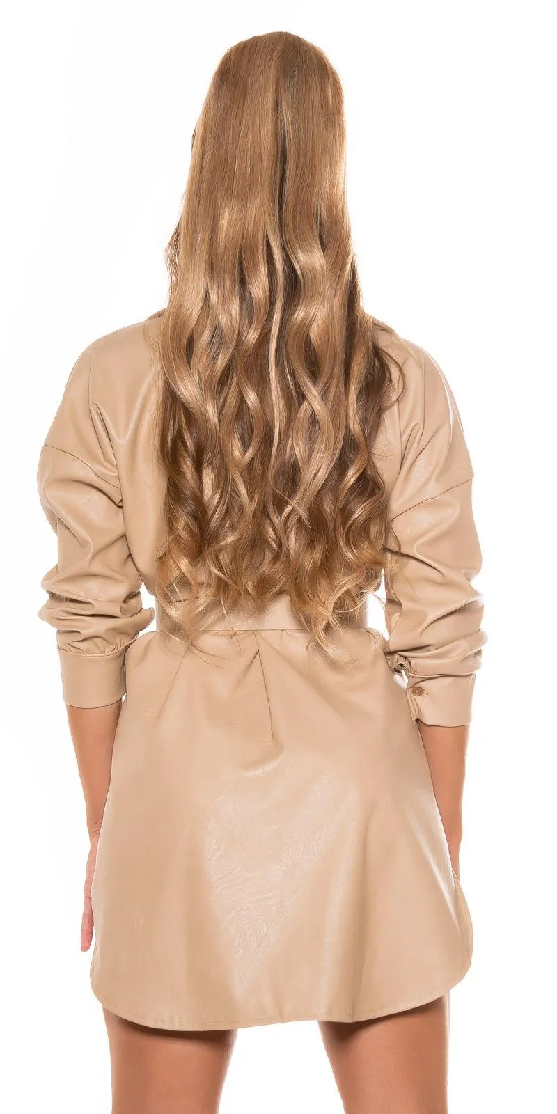 Vestido piel sintética Beige sofisticado