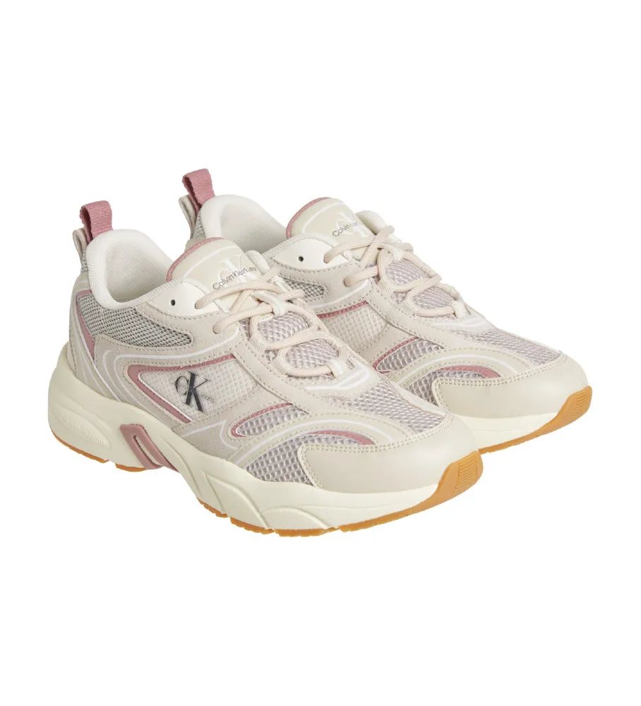 Zapatillas de piel Retro Tennis beige