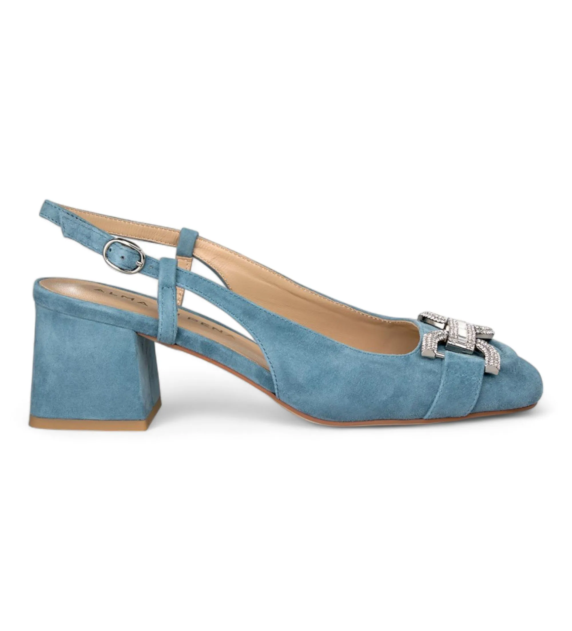 Zapatos de piel con cierre de hebilla azul