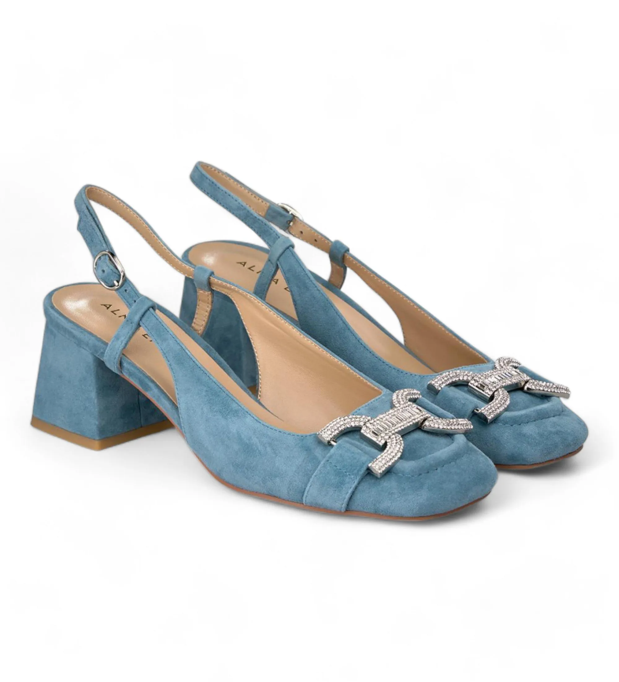 Zapatos de piel con cierre de hebilla azul