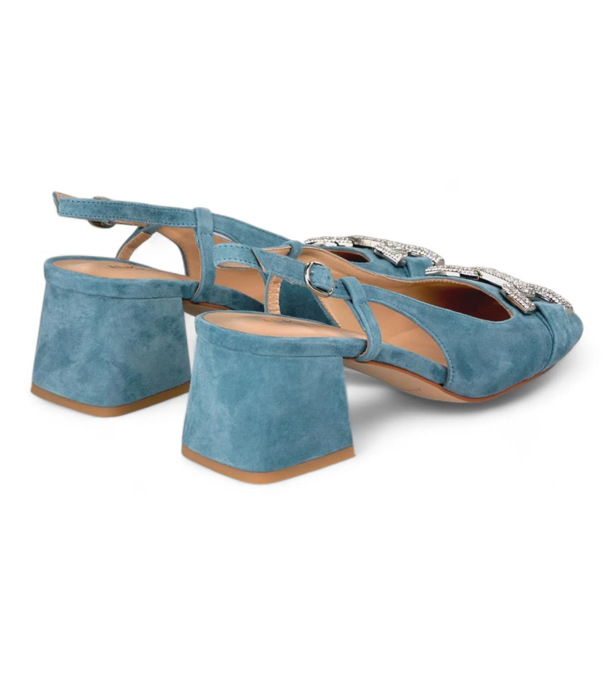 Zapatos de piel con cierre de hebilla azul