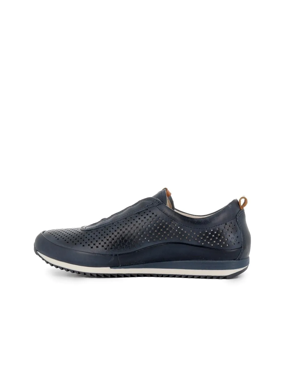 Zapatos piel troquelada de cordones elásticos azul Pikolinos