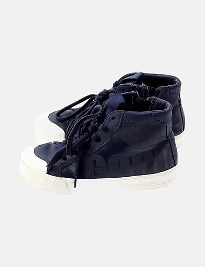 Zara Zapato azul marino acordonada